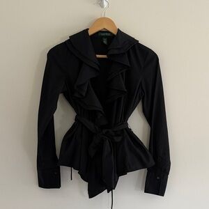 Ralph Lauren Black Ruffled Blazer